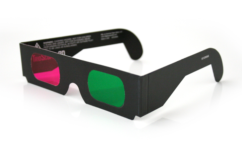 3D Bril zwart in groen en roze